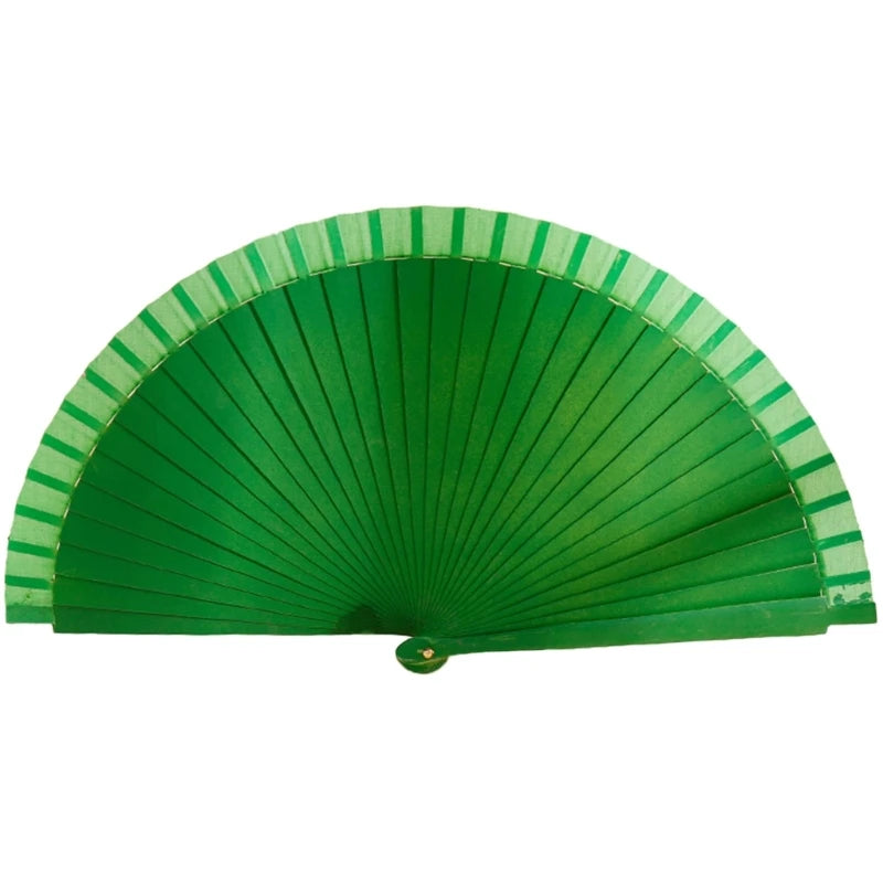 Eleganter Holzfächer | Klassischer Spanischer Faltfächer | Einfarbiger Vintage-Handfächer für Hochzeiten, Partys & Tanzaufführungen Kaufschwan® Grün