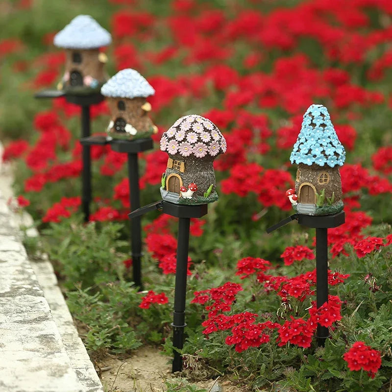 Solarbetriebene LED-Feehaus-Gartenleuchte – Miniatur-Resin-Hütte, Wasserdichte Außenbeleuchtung für Rasen & Weihnachtsdekoration Kaufschwan®
