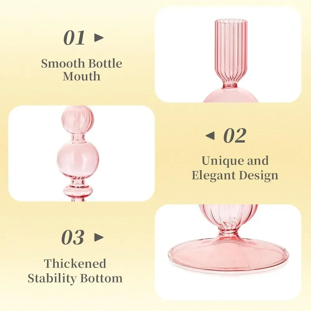 Transparente (3 Stück) Kerzenhalter – Elegante Gewellte Kerzenständer für Stabkerzen zur Wohn- & Party Dekoration Kaufschwan®