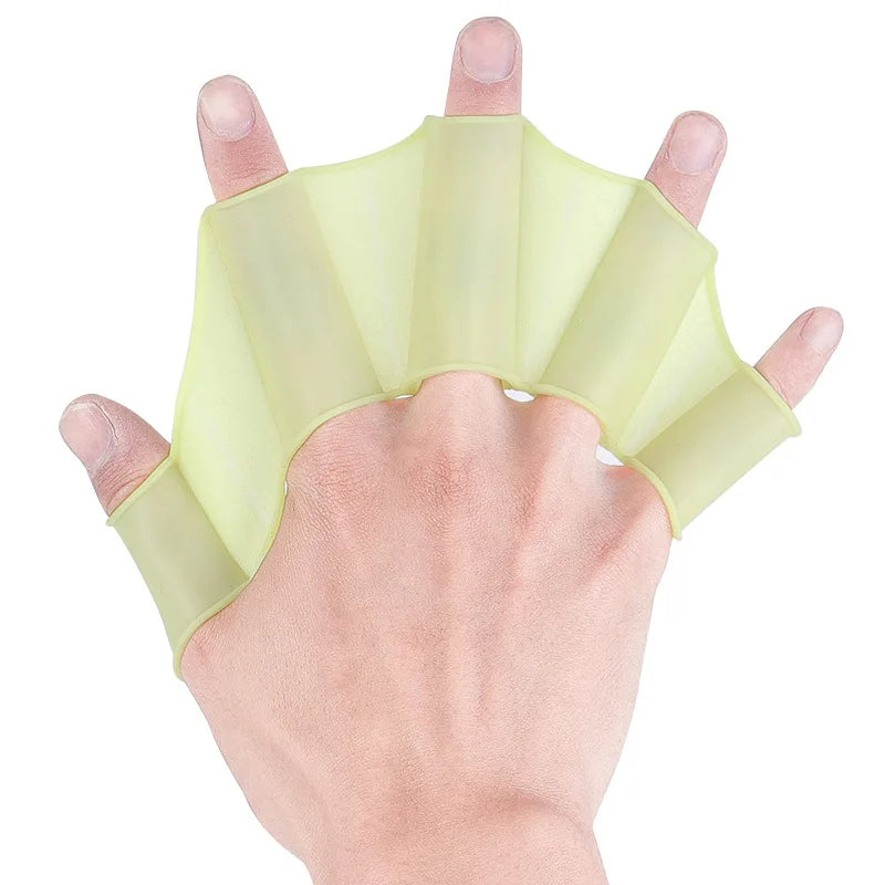 Silikon Schwimmflossen & Handschuhe | Schwimmtrainings-Ausrüstung für Herren, Damen & Kinder | Pool Sport Profi Finger-Paddel Kaufschwan® Grün M