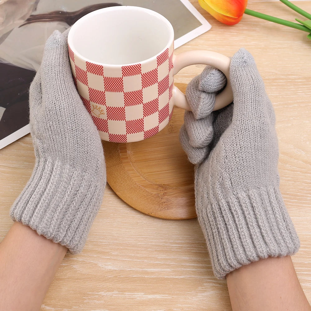 Unisex Winterhandschuhe – Warme Strickhandschuhe mit Fleece-Futter | Touchscreen Vollfinger Handschuhe für Damen & Herren, Fahrrad & Autofahren Kaufschwan®