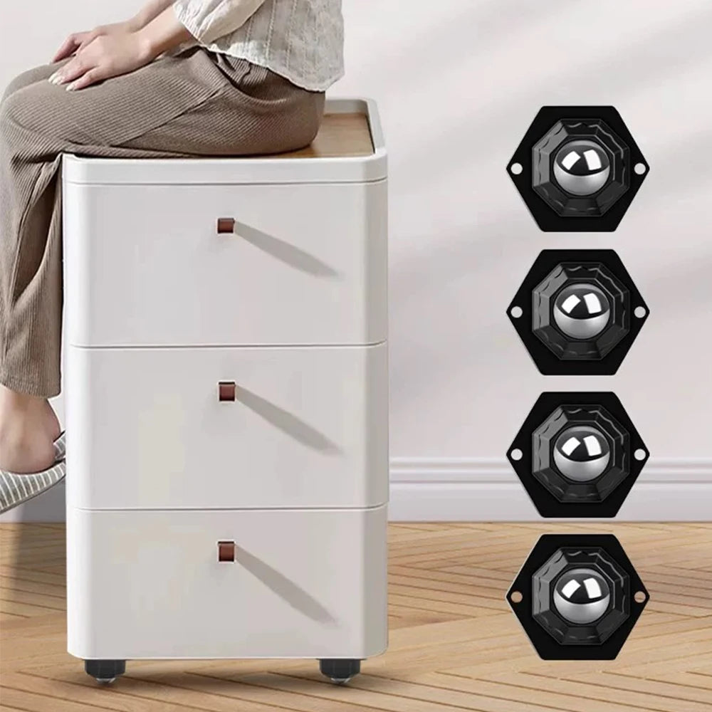 Selbstklebende Universal-Minirollen – Drehbare Möbelrollen für Aufbewahrungsboxen, Schränke und Haushaltsgegenstände Kaufschwan® Design 2 – Schwarz 8 Stück