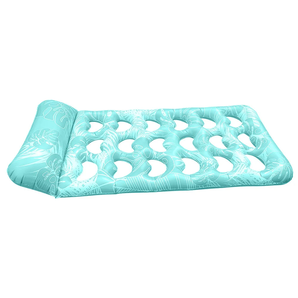 Aufblasbarer Pool-Hängemattenstuhl – Schwimmendes Wasserbett mit Kopfstütze für Erwachsene Kaufschwan® Hellblau