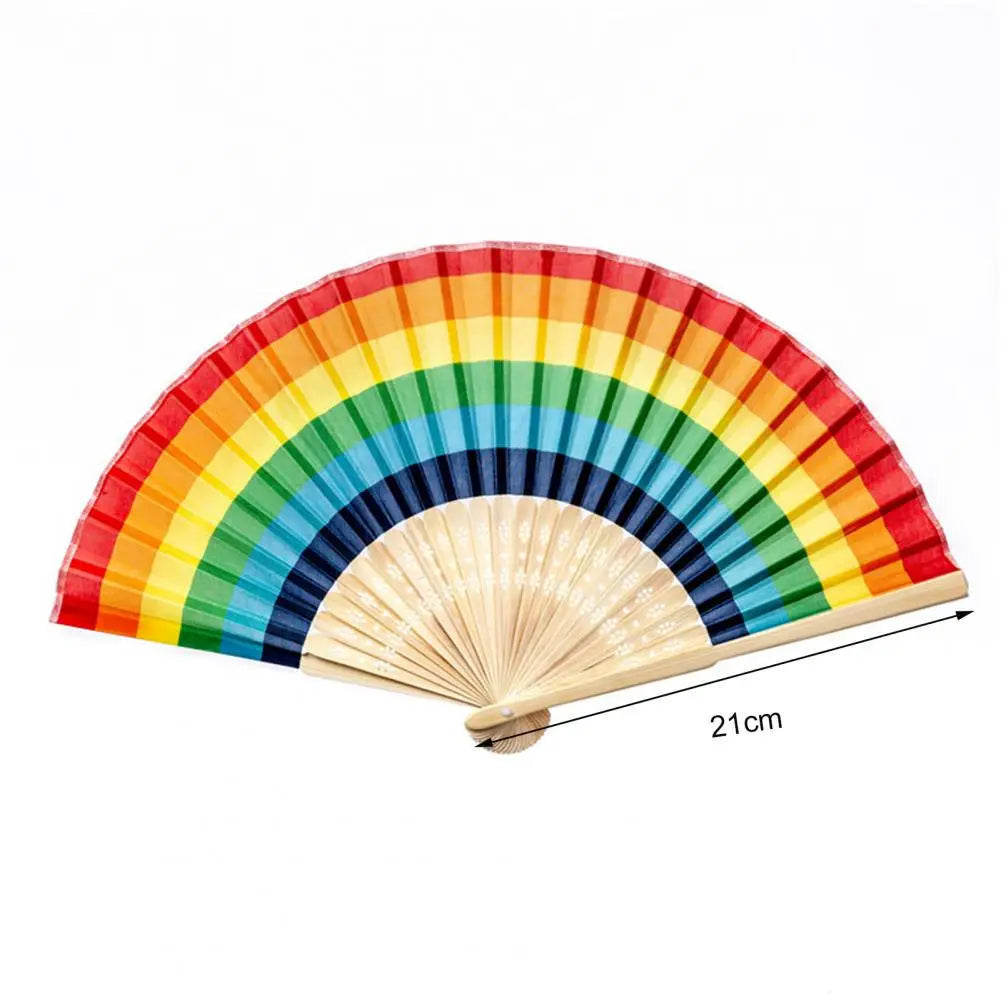Regenbogen Faltfächer | Bambusrahmen | Wasserdicht & Bunte Farben | Handfächer für Zuhause & Veranstaltungen Kaufschwan®
