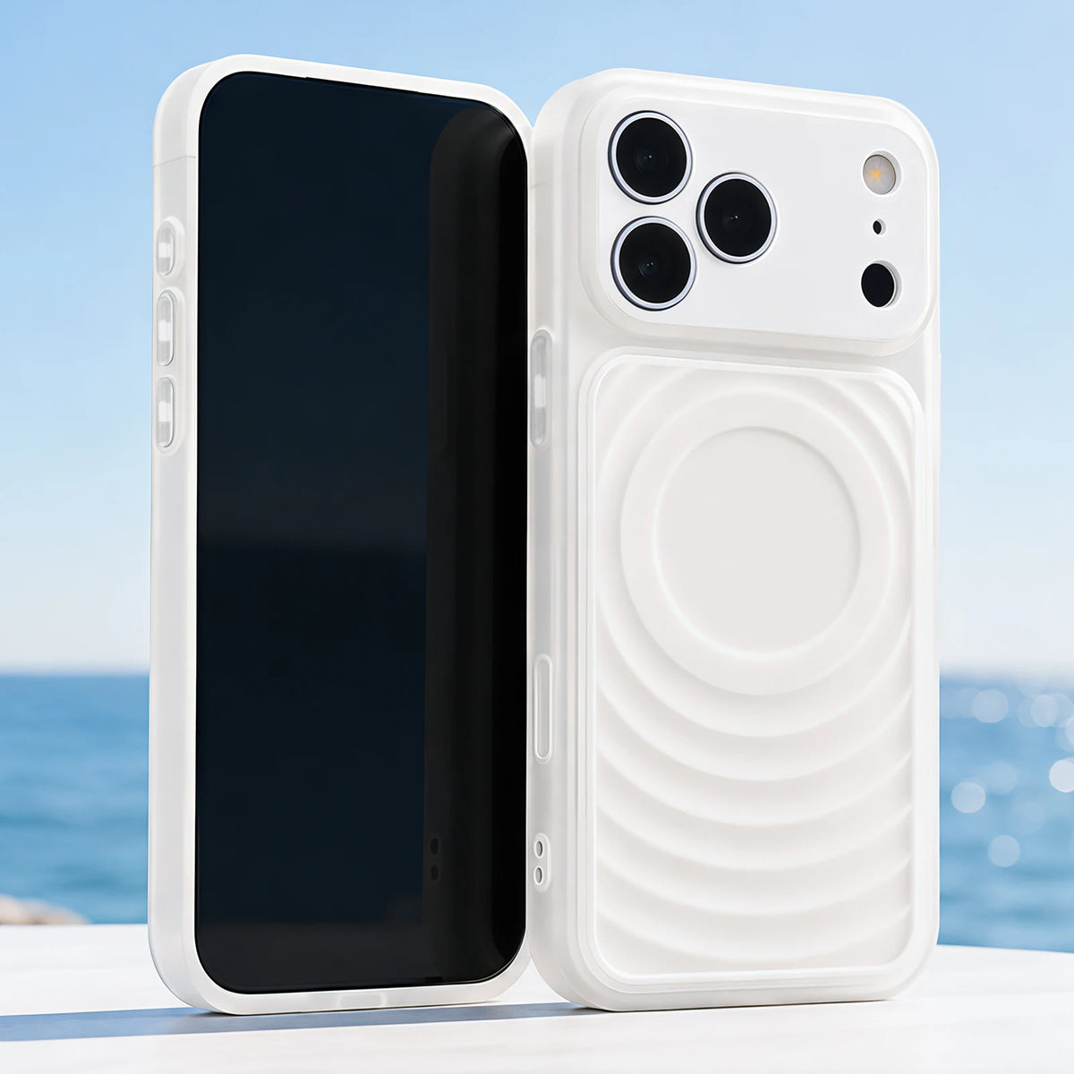 2-in-1 MagSafe-Hülle mit Abnehmbarem Kameraschutz für iPhone 18 Pro & iPhone 18 Pro Max – Wasserwellen-Optik & Stoßschutz Kaufschwan® Weiß iPhone 18 Pro