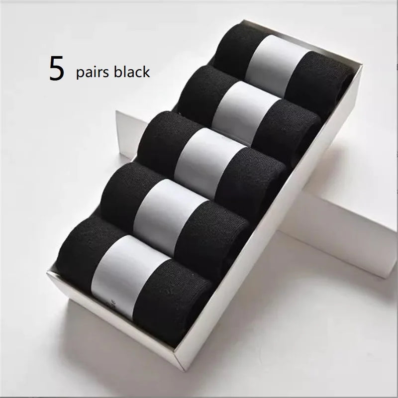 Herren Baumwoll-Mischung Schwarze Businesssocken | Weiche Atmungsaktive Socken für Sommer & Winter | Plus Size Verfügbar | 1/5/10 Paare Kaufschwan® 5 Paare - Schwarz