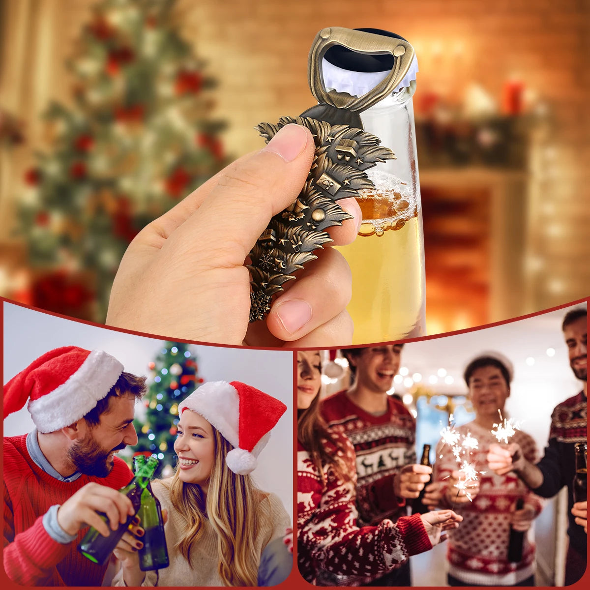 Weihnachtsbaum Flaschenöffner – Bronze/Grau/Gold Geschenk für Männer & Vater Kaufschwan®