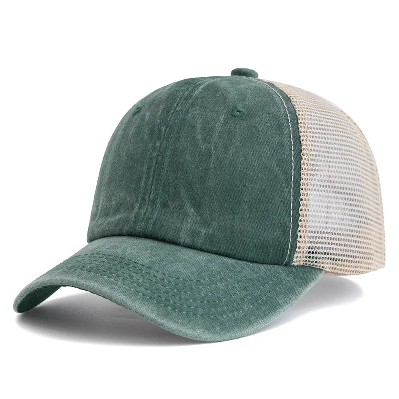 Hot Sale Unisex Trucker Hut | Mehrfarbige Einfarbige Baseballkappe | Washed Cotton Kappe für Herren & Damen Kaufschwan® Dunkelgrün 55cm-60cm