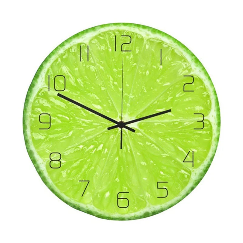 Zitrus Früchte Wanduhr – Leise Quarz Küchen Deko Uhr Kaufschwan® Limette 30cm 12inch