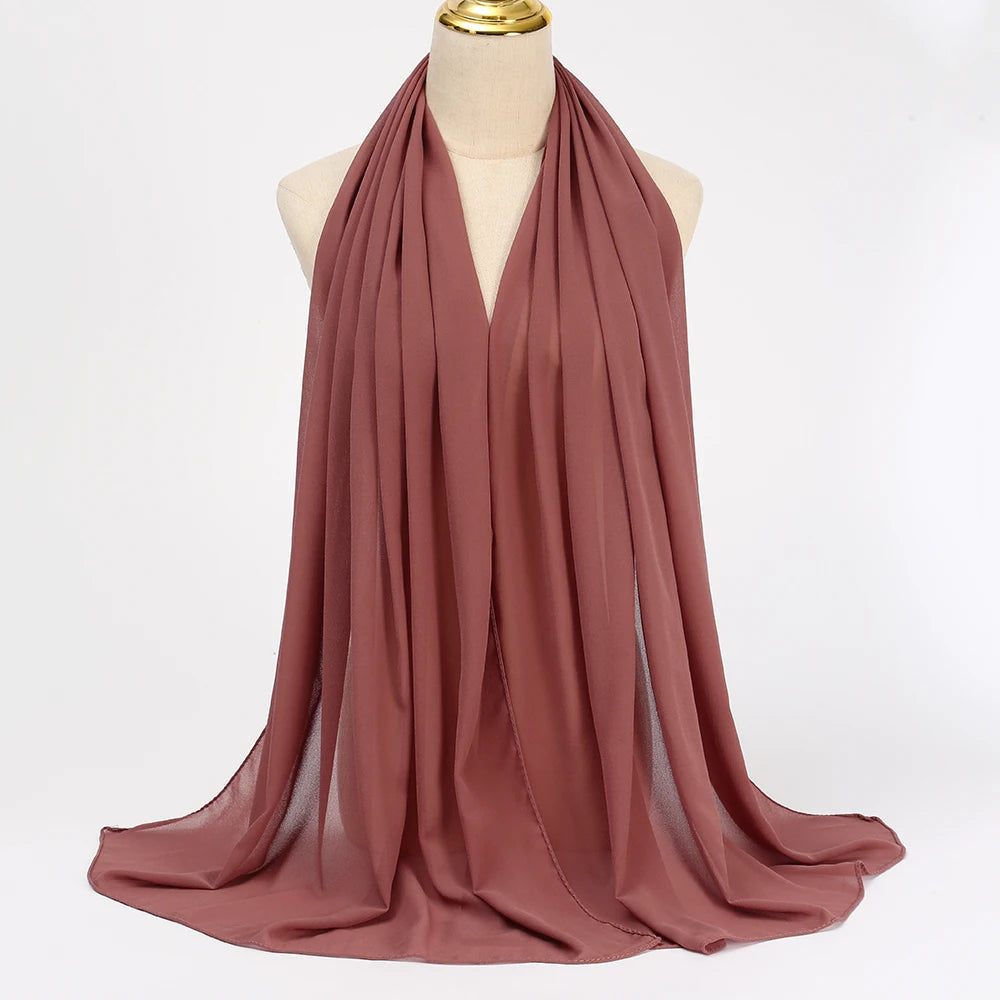 Muslimischer Chiffon Hijab Schal – Damen Langer Einfarbiger Kopf Schal | Eleganter Jersey Schleier & Modisches Umschlagtuch