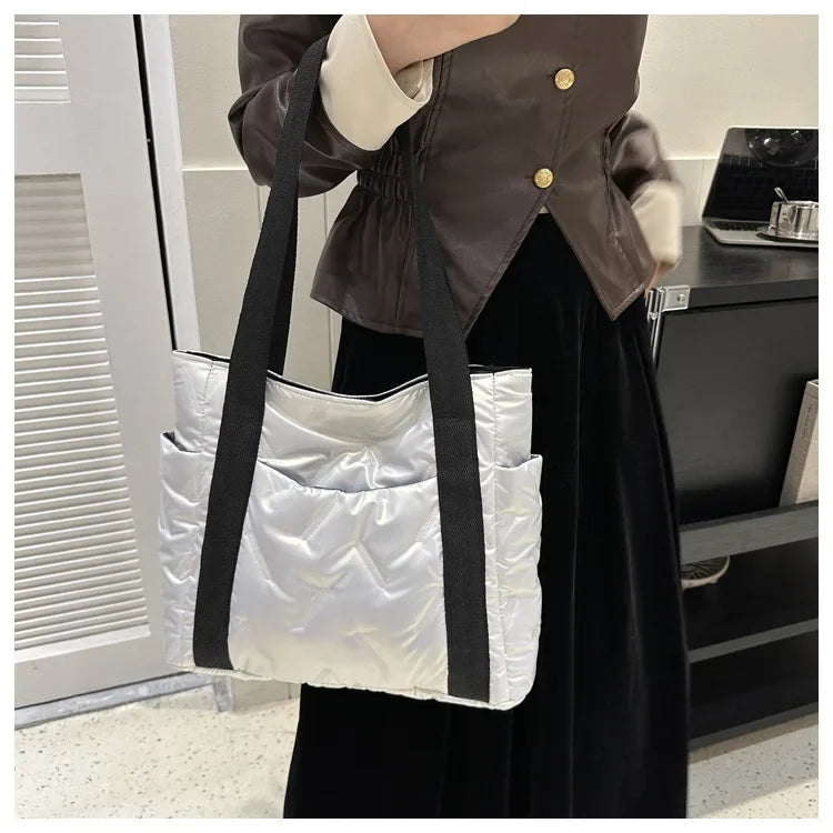 Damen Tote Bag Herbst – Große Kapazität Koreanische Mode Canvas Handtasche | Minimalistische Quadratische Schultertasche Kaufschwan®