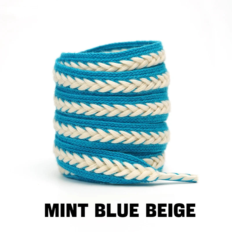 Flache Baumwoll-Schnürsenkel – 1,5cm Breite Premium Laces für Sneaker & Freizeitschuhe | 100/120/140/160cm Seil-Design, 1 Paar