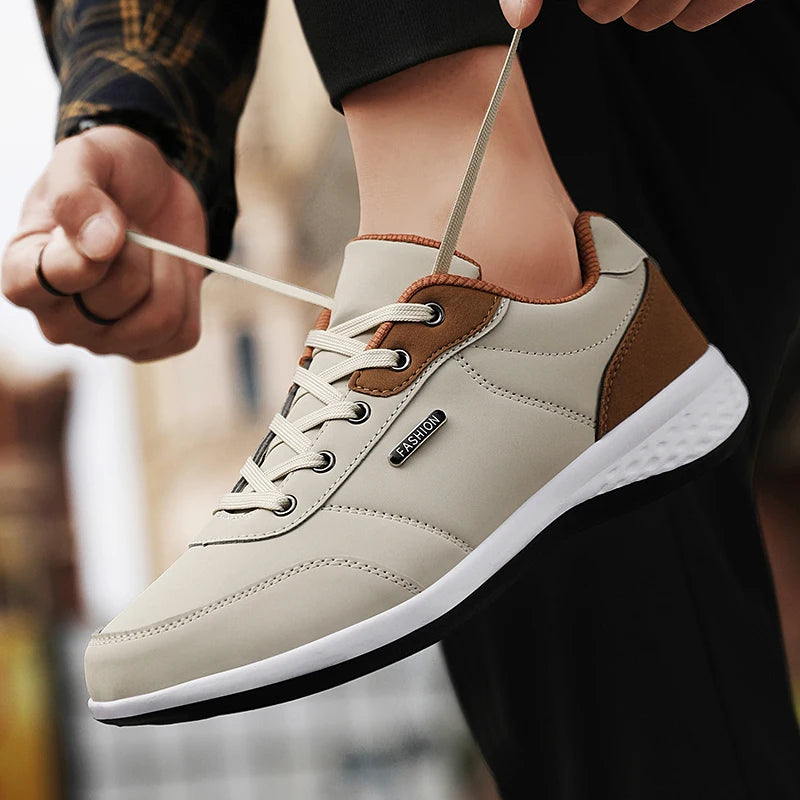 Herren Ledersneaker – Trendige Sportschuhe | Atmungsaktive & Rutschfeste Freizeitschuhe für Reisen & Alltag Kaufschwan®