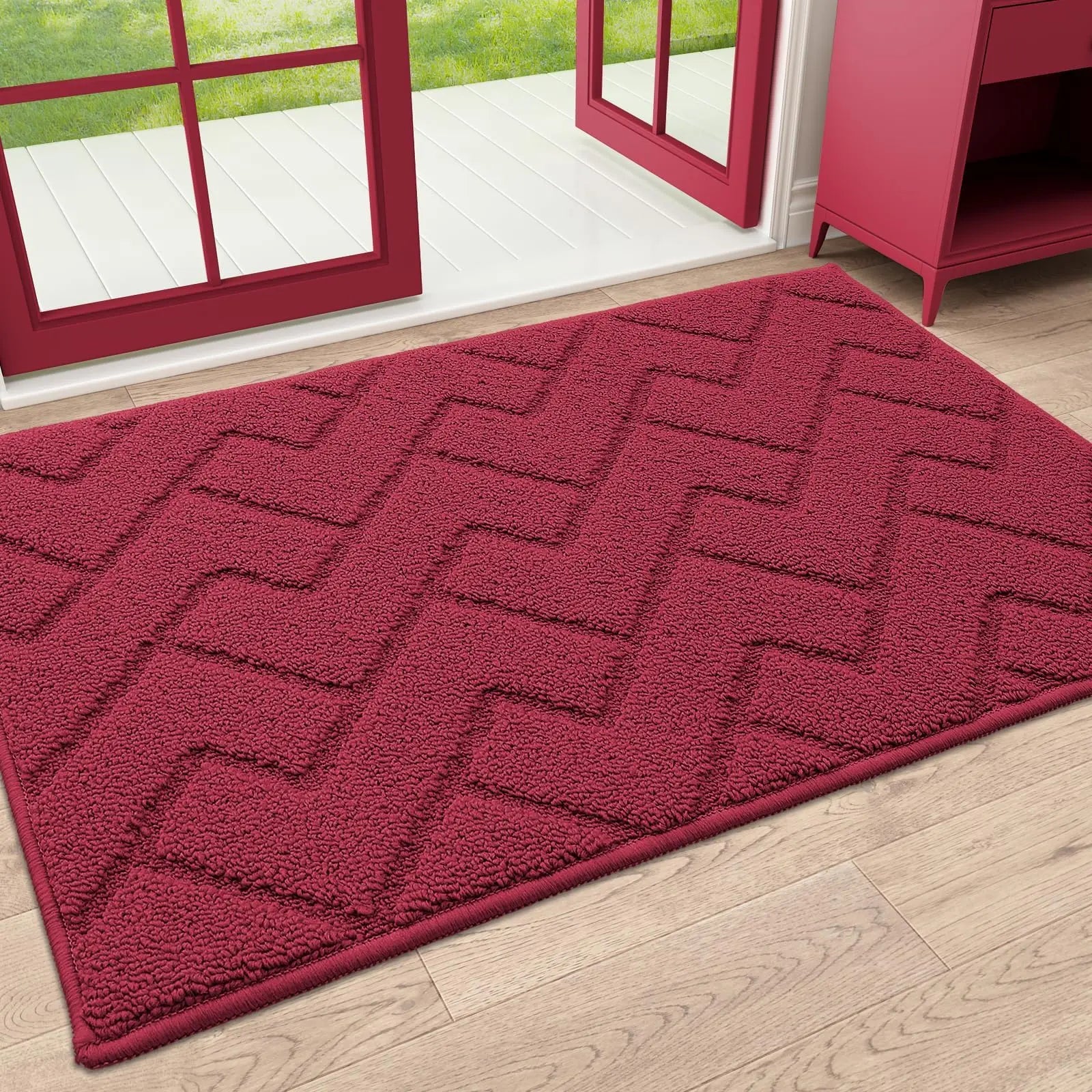 Rutschfeste Türmatte – Wasserdichte & Schmutzabweisende Küchenmatte für Innenbereiche Kaufschwan® Rot 43X76cm
