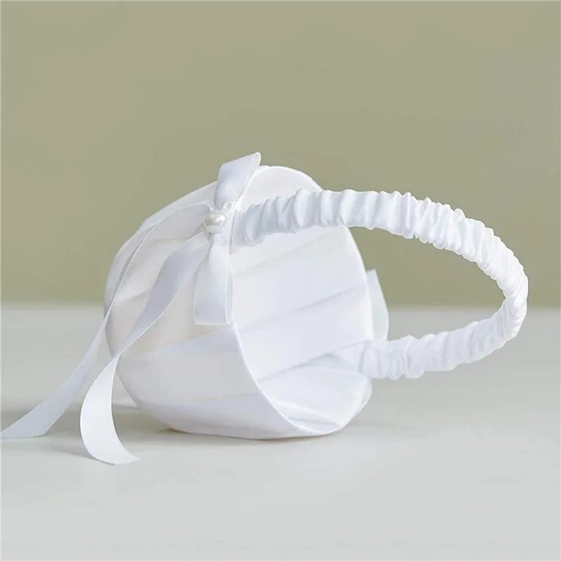 Satin Perlen Blumenkorb – Eleganter Hochzeitskorb für Blumenmädchen und Ringe Kaufschwan®