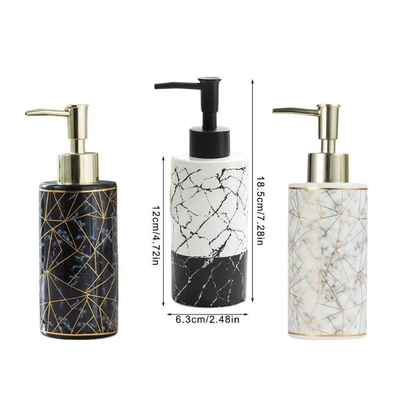 Marmor Keramik Seifenspender – 185mm Höhe, 300ml Wiederverwendbare & Nachfüllbare Lotion- & Duschgel-Flasche Kaufschwan®