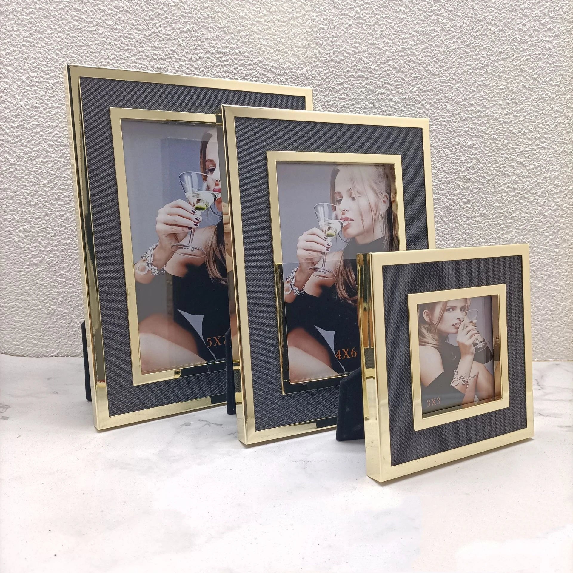 Europäischer Schlichter Metall Bilderrahmen mit Leder – Desktop Dekoration Kaufschwan® 3 inch