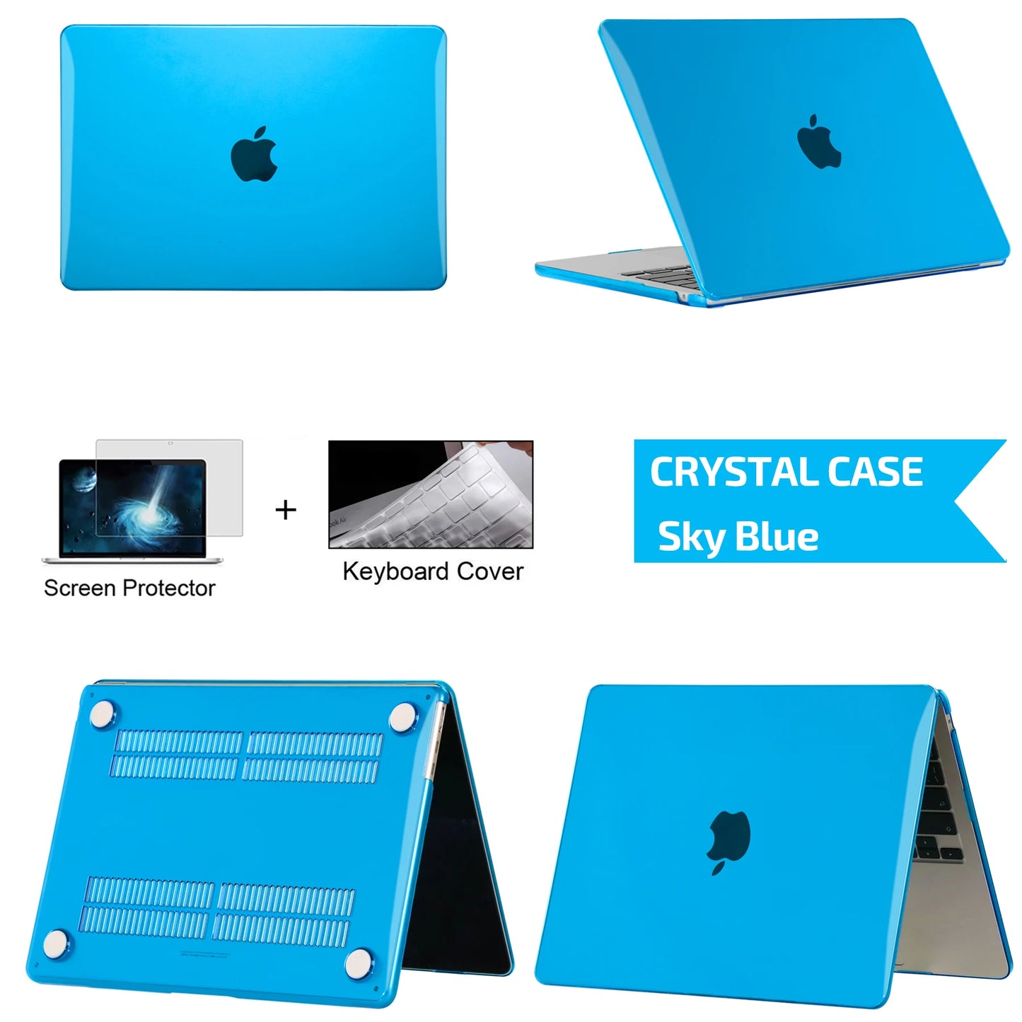 Laptop Hülle für MacBook Air & Pro – Schlanke Stoßfeste Hartschalen Schutzhülle Kaufschwan® Kristallblau Neo A3404