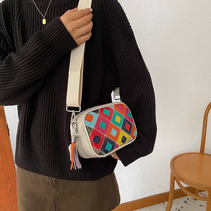 Kleine Bunte Ledertasche – Luxus Damen Handtasche, Crossbody & Schultertasche in Hochwertiger Verarbeitung Kaufschwan®