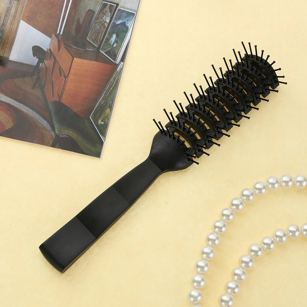 Professioneller Antistatischer Haarkamm – Schwarzer Rippengriffs Massage-Haarbürste | Styling-Tool für Damen & Herren