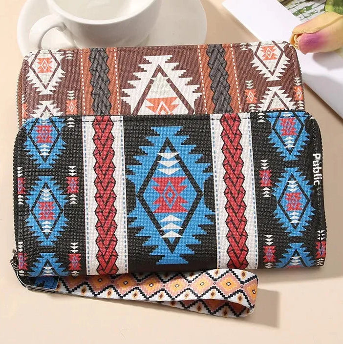 Vintage Damen Langbörse mit Geometrischem Muster – Doppeltes Fach & Große Kapazität | Koreanischer Stil Handy & Münzgeldbörse Kaufschwan®