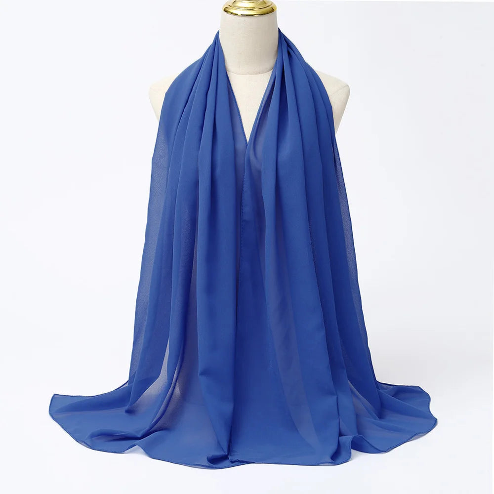 Muslimischer Chiffon Hijab Schal – Damen Langer Einfarbiger Kopf Schal | Eleganter Jersey Schleier & Modisches Umschlagtuch
