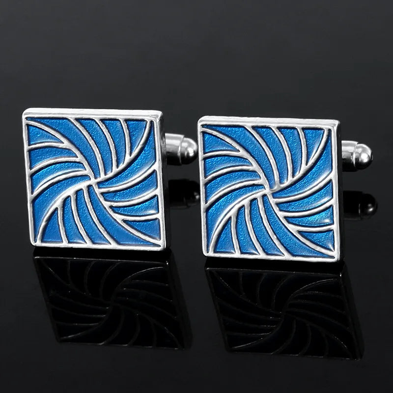 Herren Manschettenknöpfe – Buntes Emaille Quadrat Design | Modische Kariert Bemalte Metallknöpfe für Hemden & Anzüge Kaufschwan® Design 4