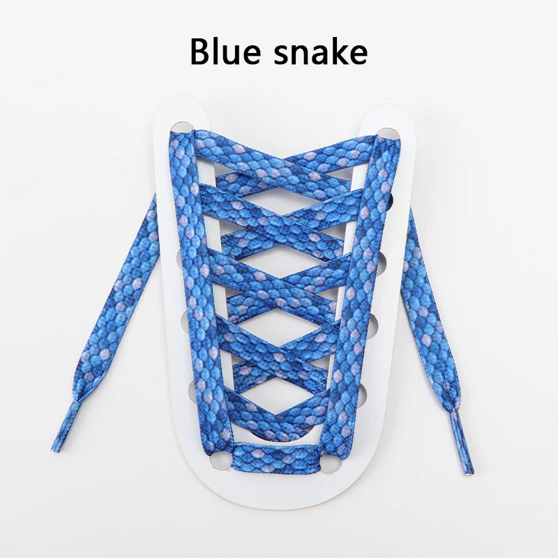 Tiermuster Schnürsenkel – Flache Modische Laces für Sneaker | Tiger-, Schlangen- & Leoparden-Print 120/140/160cm Kaufschwan® Blaue Schlange 140cm