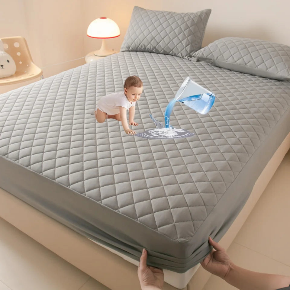 Wasserdichter Matratzenschoner – Anti-Milben, Weich & Atmungsaktiv im Spannbettlaken-Stil | Komfortabler Matratzenbezug (Ohne Kissenbezug) Kaufschwan® Hellgrau 90x200x30cm