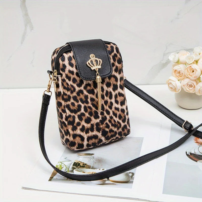 Leopardenmuster Schulter Messenger Bag – Trendige Nischen-Mode Handytasche zum Umhängen für Damen Kaufschwan®