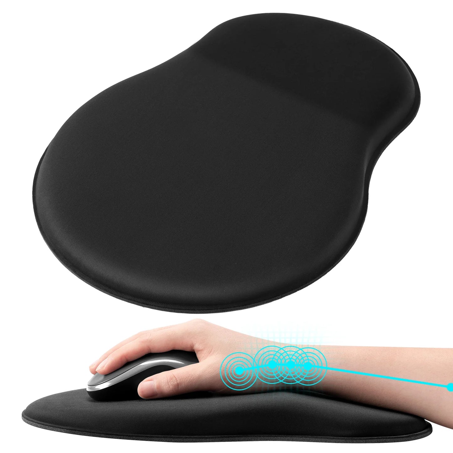 Ergonomisches Mauspad mit Handgelenkstütze – Weiches Memory Foam Gaming Mauspad für Büro und Zuhause Kaufschwan® Schwarz