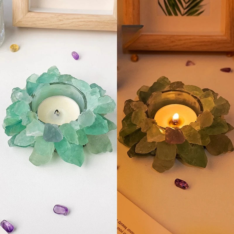 Natürlicher Kristall Rohstein Kerzenhalter – Amethyst, Citrin & Rosenquarz Aromatherapie Stein für Weihnachten & Wohndekoration Kaufschwan® Design 4