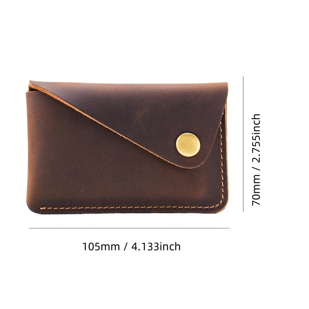 Handgefertigtes Minimalistisches Kartenetui aus Rindsleder – Kleine Retro-Geldbörse mit Druckknopfverschluss Kaufschwan®
