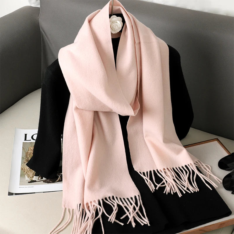 Bunte Winter Schals für Damen | Langer Kaschmir-Optik Wärmeschal | Einfarbig Hijab, Umschlagtuch & Pashmina Kopftuch