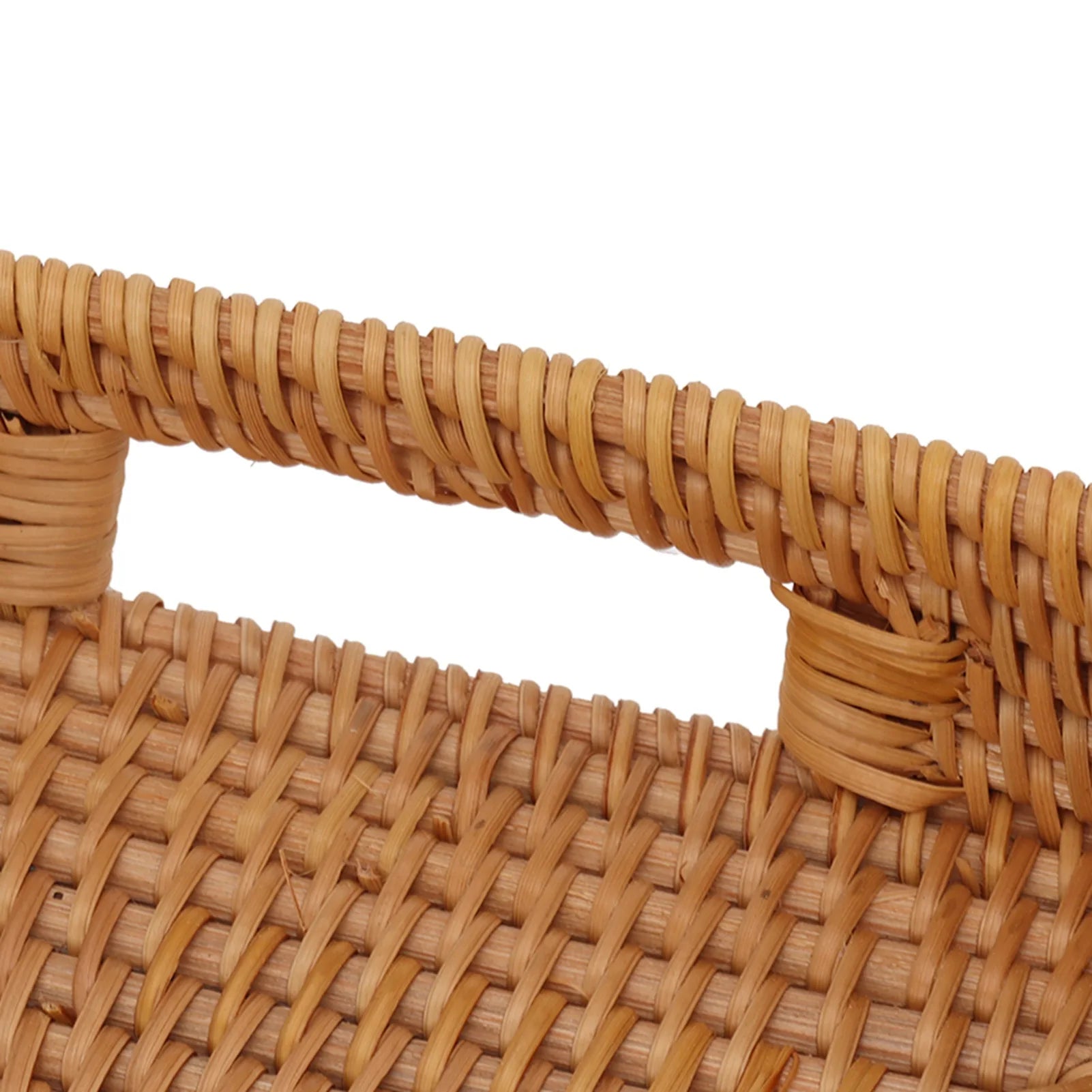 Geflochtenes Rattan Serviertablett – Großes Aufbewahrungs-Tablett im Landhausstil für Obst & Desserts Kaufschwan®