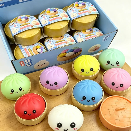 Niedliches Buntes Dumpling-Squishy – Weiches Slow-Rising Brötchen-Knautsch-, Fidget- & Sensorikspielzeug zum Stressabbau für Kinder und Erwachsene Kaufschwan®