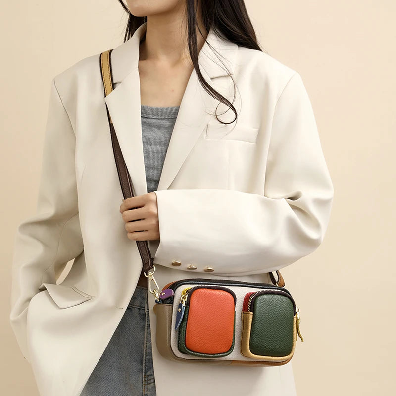 Hochwertige Leder Messenger Bag – Luxus Damen Schulter Handtasche mit Mehreren Fächern & Modische Geldbörse Kaufschwan®