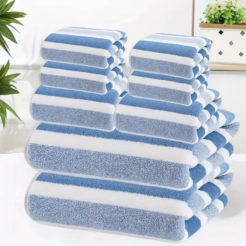 8-teiliges Gestreiftes Badetuch Set – Ultraweich, Hochsaugfähig & Fusselfrei | Fünf-Sterne Hotelqualität Handtücher Kaufschwan®