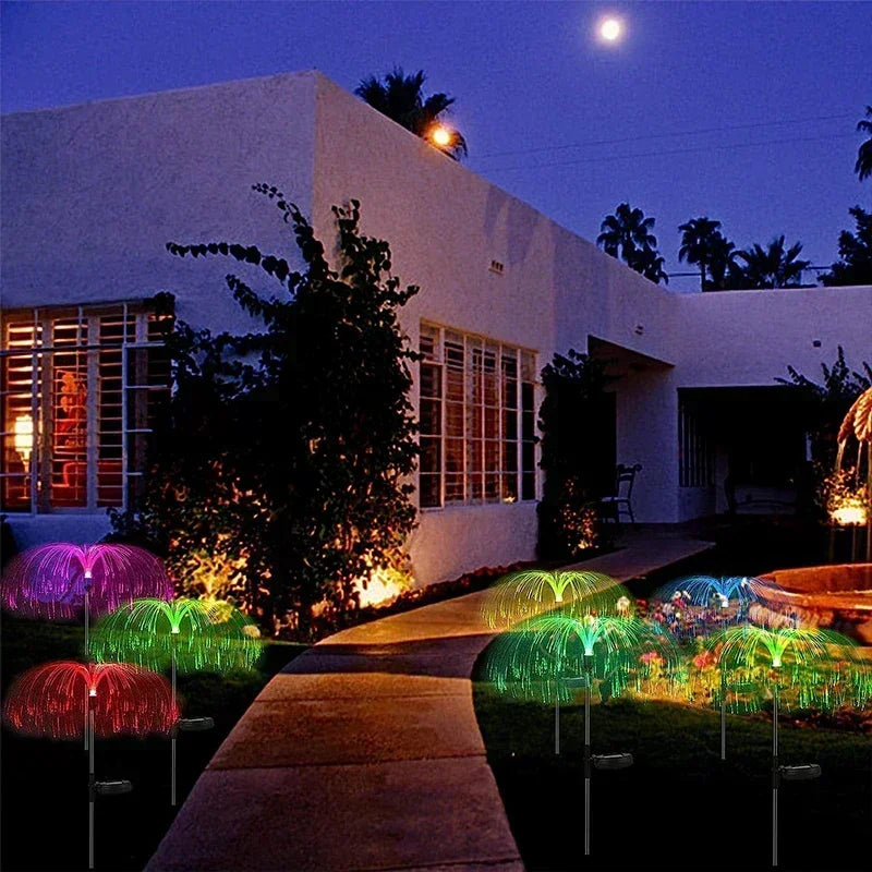 Solar Gartenlichter – Wasserdichte Faseroptik Qualle Rasenlichter für Terrasse, Villa & Hofdekoration Kaufschwan® Einzelschicht