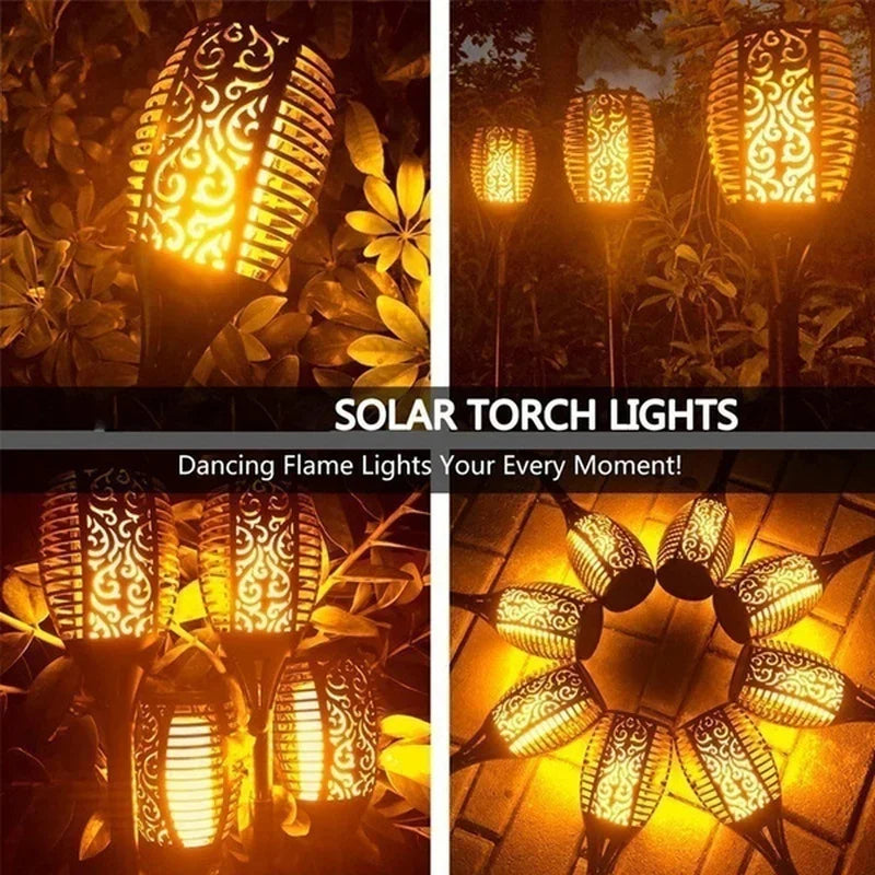 1/2/4/6/8/10 Stück Solar Flammen Fackellichter – Flackernde wasserdichte Gartenbeleuchtung für Rasen, Wege, Hof & Terrasse Kaufschwan®
