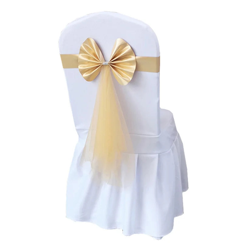 Stuhlschleifen mit Satinband – Elegante Hochzeits- & Event Dekoration Kaufschwan® Champagnergold 4 Stück