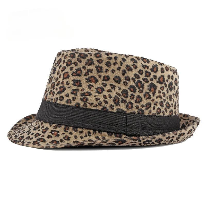Herbst & Winter Damen Hut – Jazzhut, Britischer Retro Gentleman Fedora, Herren Leopard Tier Partyhut Kaufschwan® Dunkles Khaki