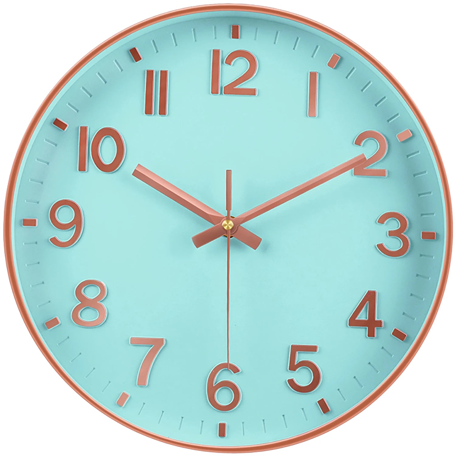 3D Zahlen Quarz Wanduhr – Leise Moderne Deko Uhr Kaufschwan® Hellblau 8 Zoll