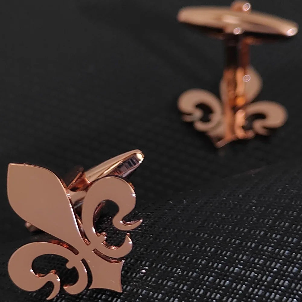 Edelstahl Manschettenknöpfe – Fleur-de-lis Design | Eleganter Schmuck & Reversnadel Geschenk für Freunde Kaufschwan® Roségold