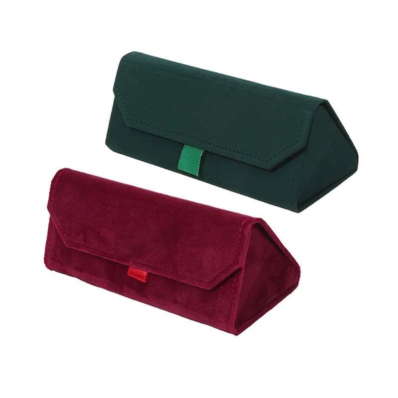 Samt Dreieck Faltbares Brillenetui – Elegantes Hartschalen Etui für Sonnenbrillen und Lesebrillen