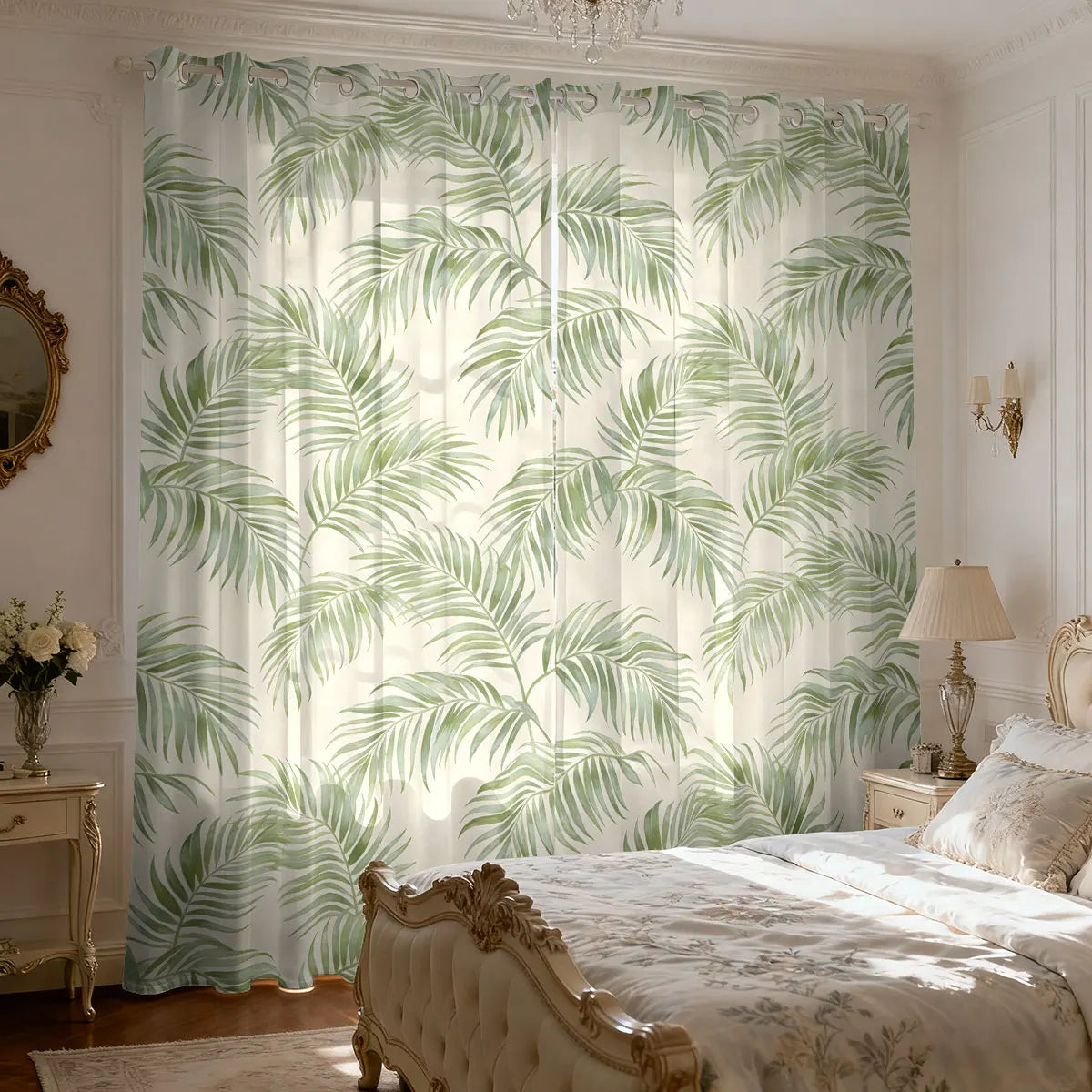 Blatt Pflanzen Print Vorhang 90g Isoliert Perforiert für Wohnzimmer Schlafzimmer 2 Stück/Set Kaufschwan®