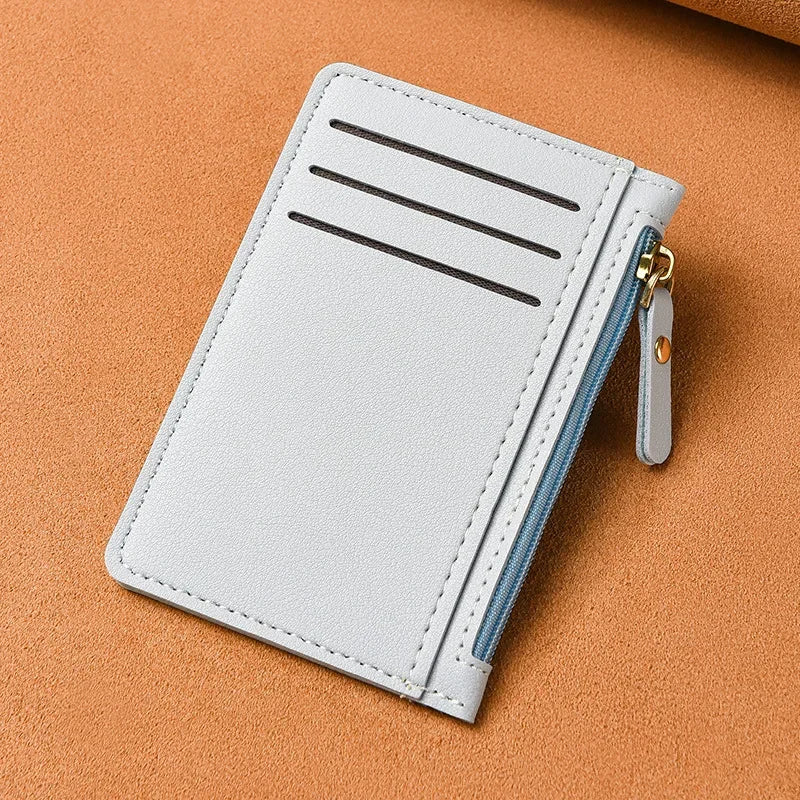 Ultradünnes Kartenetui für Damen – Geräumige Geldbörse mit Mehreren Kartenfächern, Ausweisfach & Münzfach mit Reißverschluss Kaufschwan® Hellblau