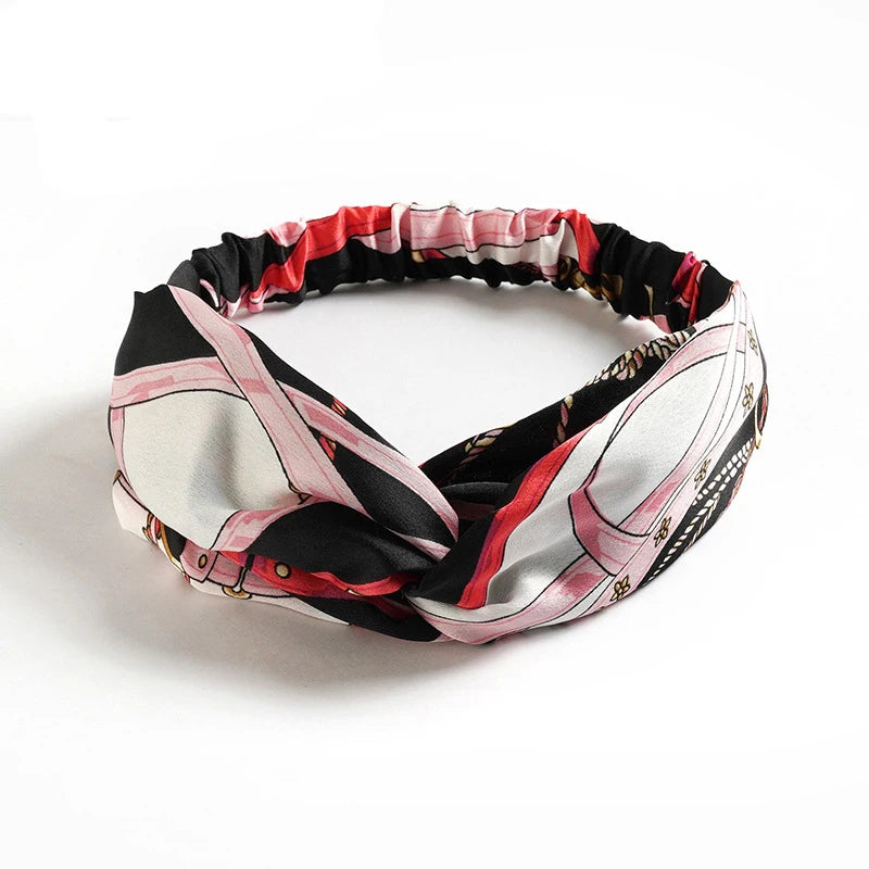 Haarreif mit Print – Vintage Sommer Turban-Haarband für Damen & Mädchen Kaufschwan® Rot/Schwarz