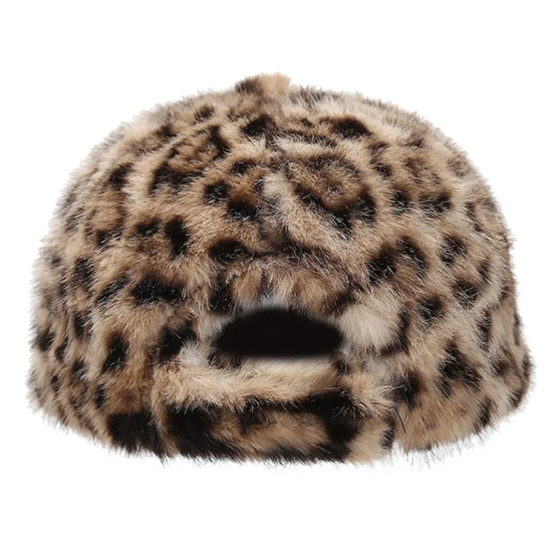 Chic Leopard Print Plüsch Baseballkappe für Damen | Leicht, Verstellbar Herbst/Winter Hut Kaufschwan®