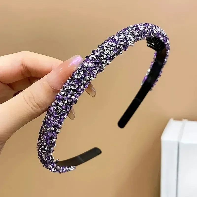 Eleganter Strass-Haarreif mit Antirutsch-Design – Kristall-Haarreif für Damen | Modisches Haaraccessoire Kaufschwan® Lila